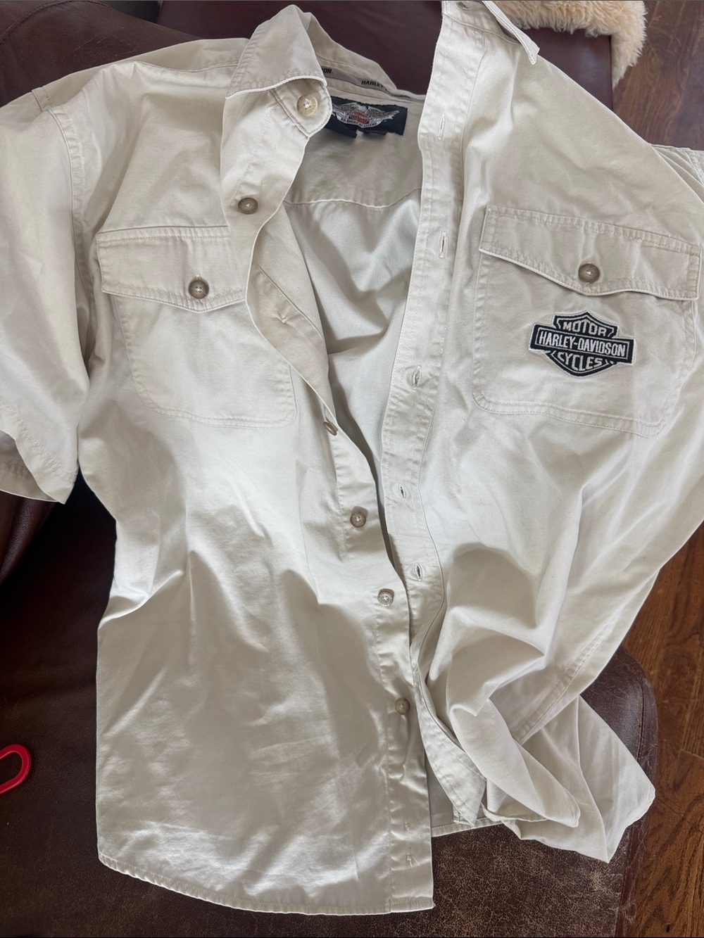 Harley-Davidson Cream Short-Sleeve Button-Up